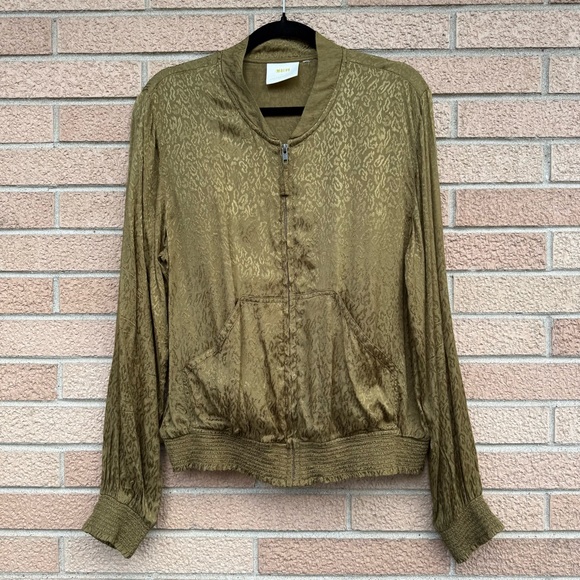 Maeve Textured Olive Bomber Jacket - Picture 1 of 2